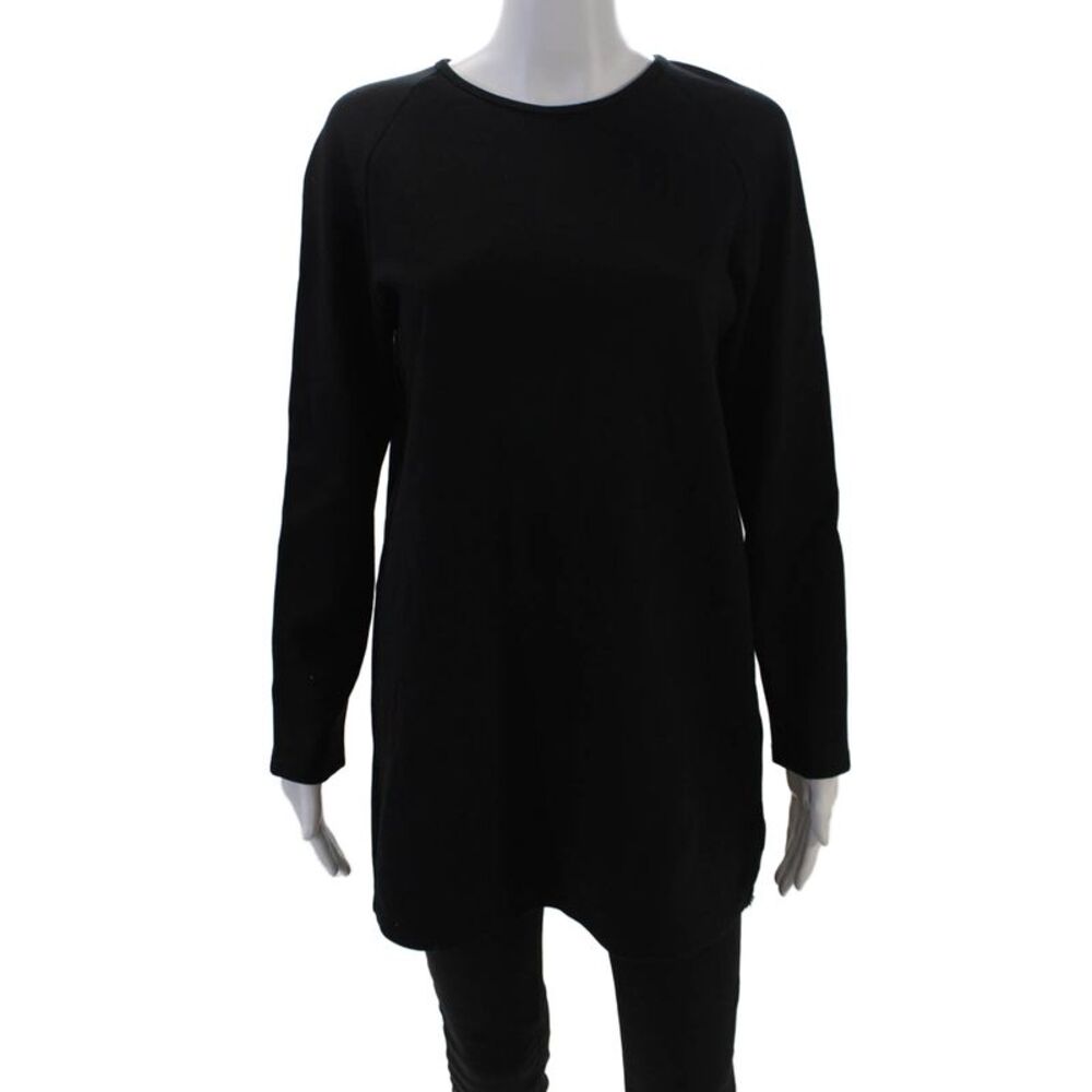 Harvey Faircloth Womens Stretch Long Sleeve Zippered Tunic Top Black Size 6